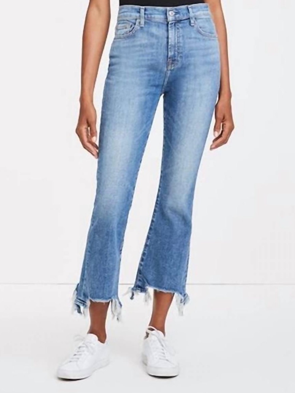 7 for All Mankind High Waist Slim Kick Frayed Hems Jeans size 28